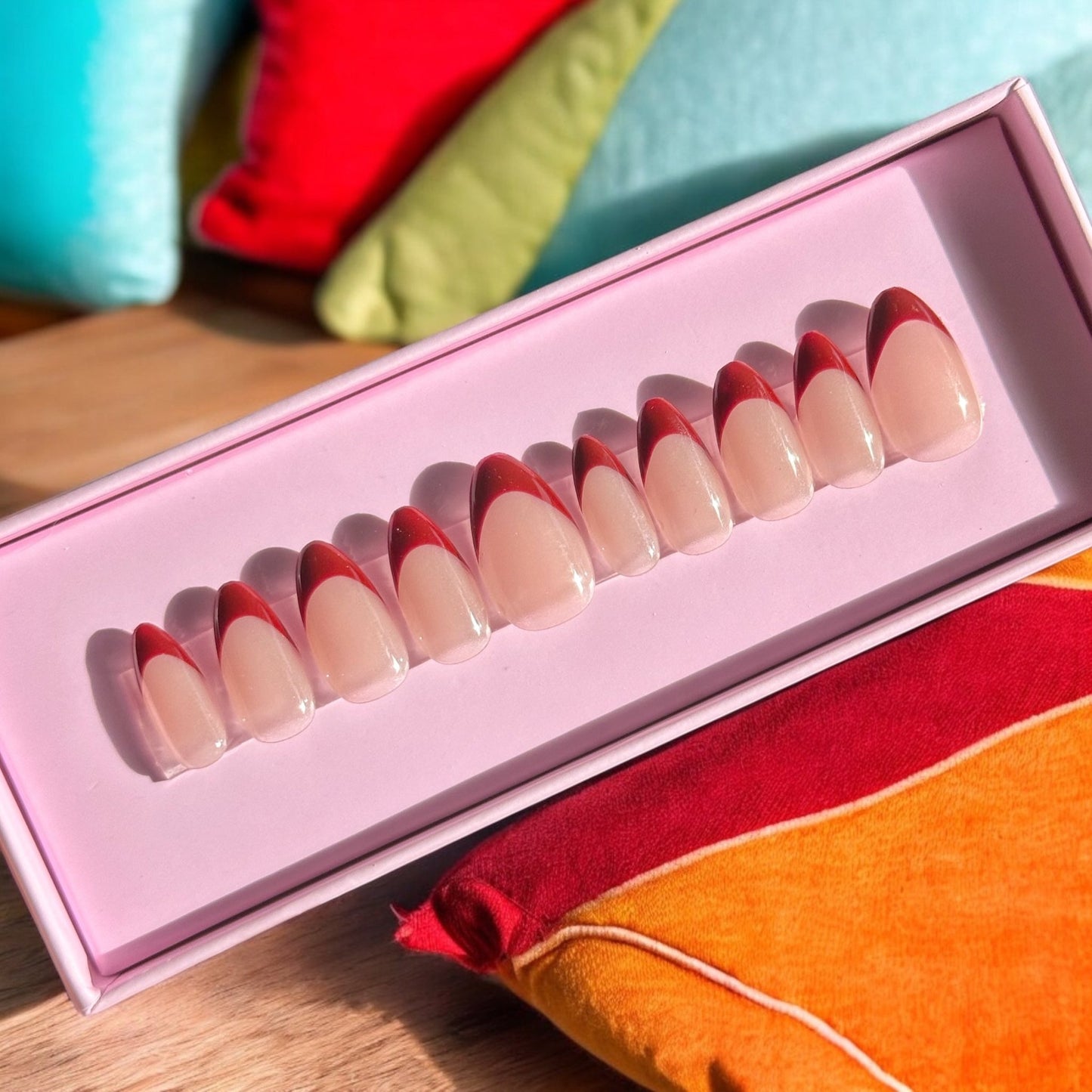 Crimson French tip Almond Set - Nails kim