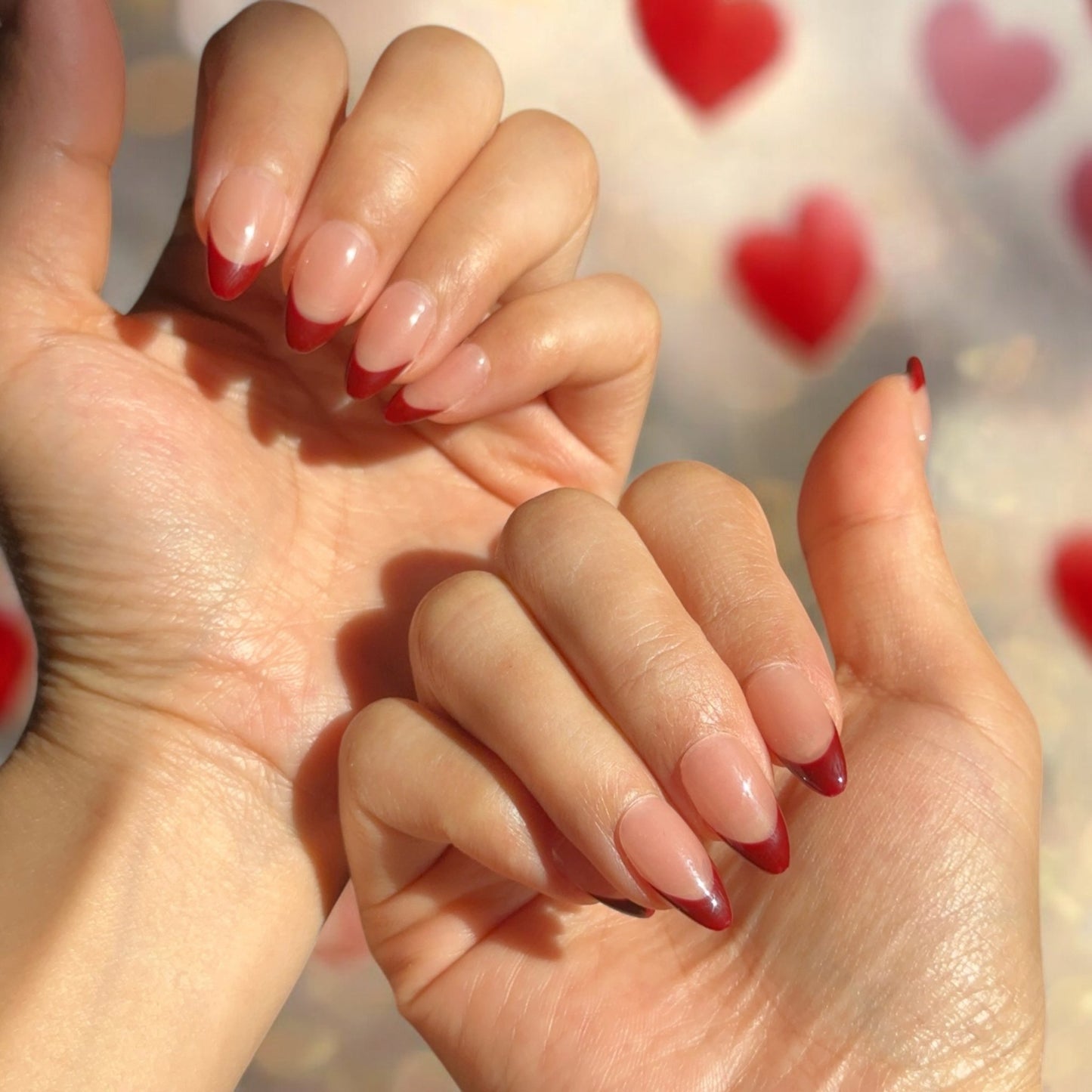 Crimson French tip Almond Set - Nails kim