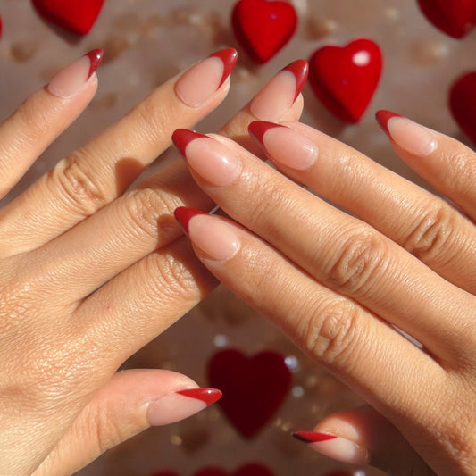 Crimson French tip Almond Set - Nails kim