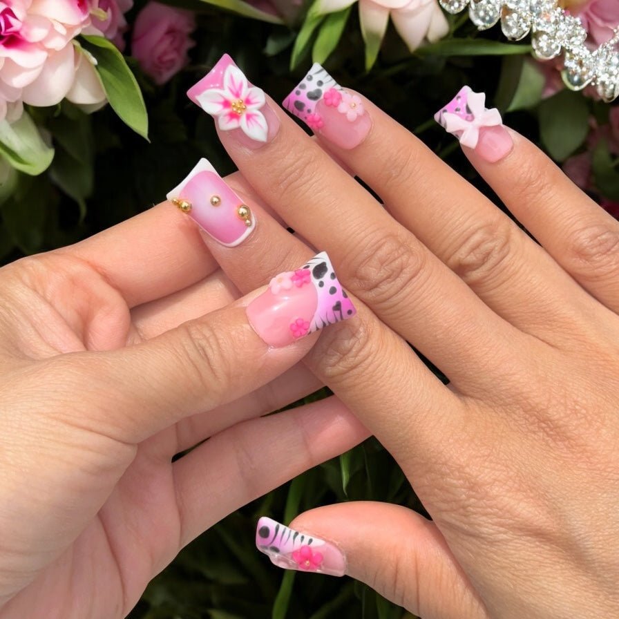 Rose pink summer flower duck nail - Nails kim