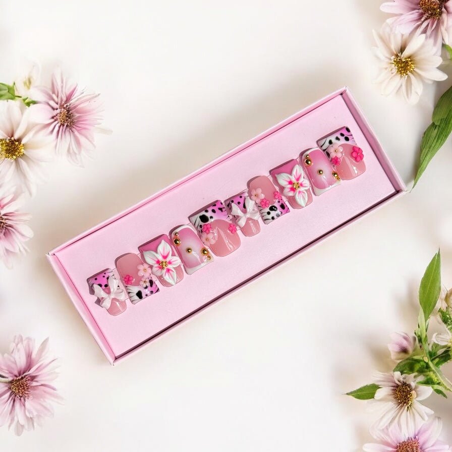 Rose pink summer flower duck nail - Nails kim